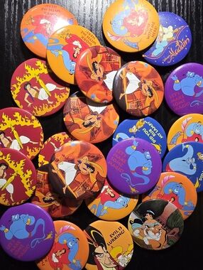 24 Vintage Aladdin Button Pin Back Lot Movie Promo